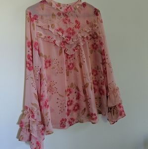 Blush Floral Sheer Blouse